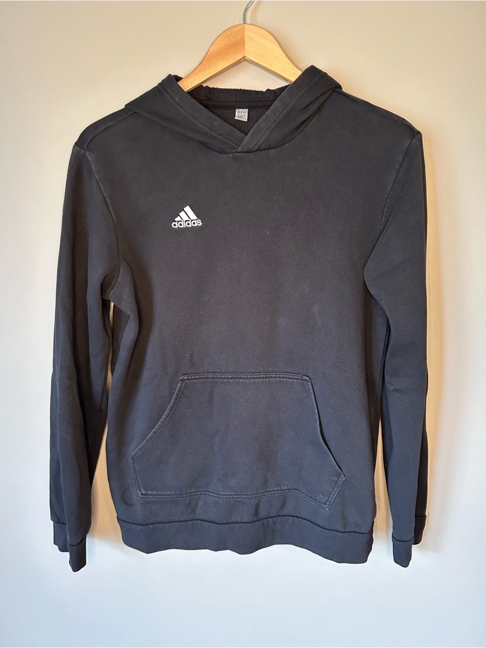 adidas boys Black Pullover Hoodie with Front Pocket